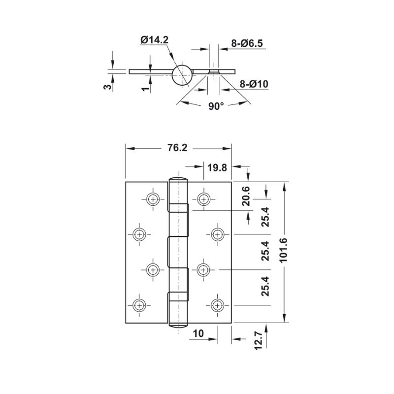 Bản Lề Lá 2 Vòng Bi 70Kg Màu Đồng Bóng Hafele 926.20.881 Kích thước Bản Lề Lá 2 Vòng Bi 70Kg Màu Đồng Bóng Hafele 926.20.881
