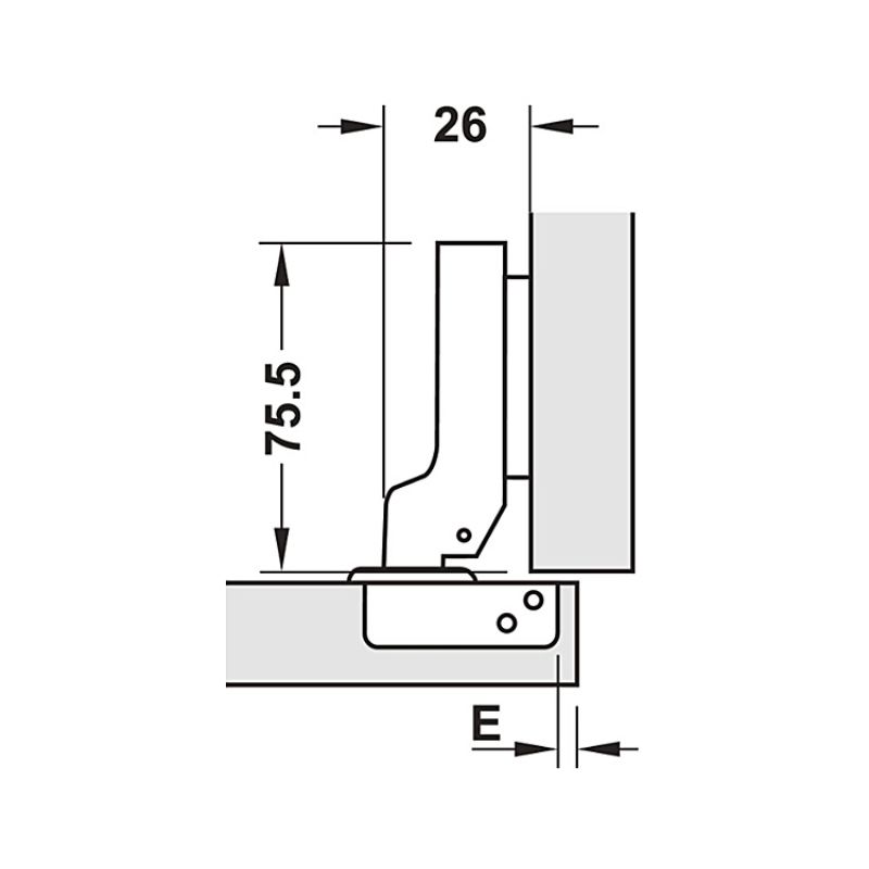 Kích thước bản lề trùm nửa Metalla SM 110º DIY Hafele 483.01.721 Kích thước bản lề trùm nửa Metalla SM 110º DIY Hafele 483.01.721