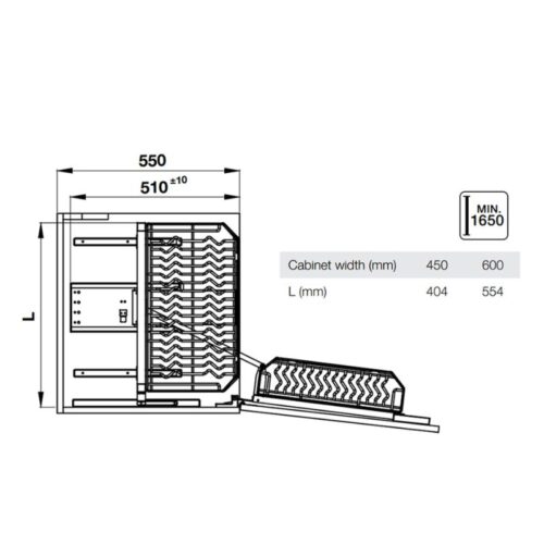 Tủ kho Hafele Kara Swing 595.71.043 450mm 3 Kích thước tủ kho Hafele Kara Swing 595.71.043 450mm