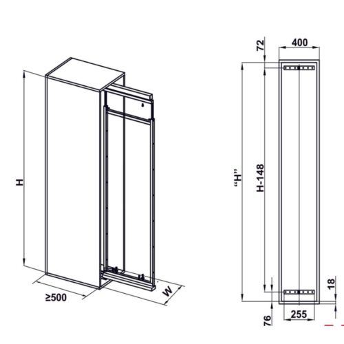 Tủ đồ khô cánh kéo Dolce 400mm Hafele 548.65.005 3 kich thuoc tu do kho canh keo dolce 400mm hafele 548.65.005