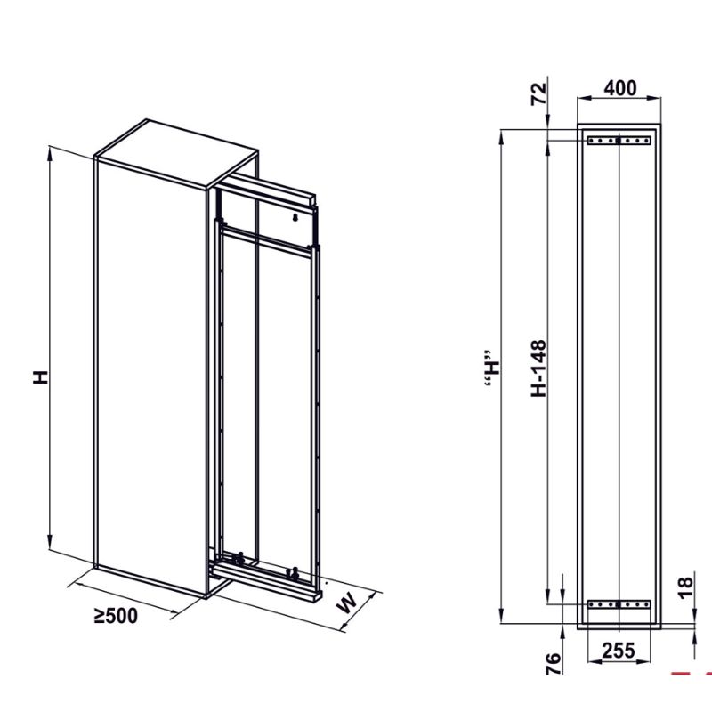 kich-thuoc-tu-do-kho-canh-keo-dolce-400mm-hafele-548.65.005 kich thuoc tu do kho canh keo dolce 400mm hafele 548.65.005