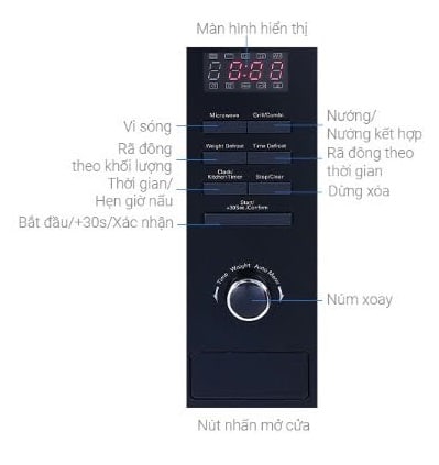 Lò vi sóng kết hợp nướng âm tủ Hafele HM-B38A 535.34.000 7 bảng điều khiển của lò vi sóng kết hợp nướng âm tủ Hafele HM-B38A