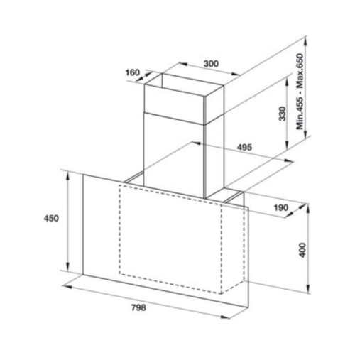 Máy hút mùi gắn tường Hafele HH-WVG80E 533.86.018 3 Kích thước Máy hút mùi gắn tường Hafele HH-WVG80E 533.86.018