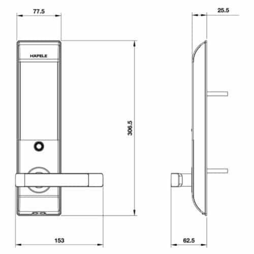 Khóa cửa điện tử Hafele EL7900-TCB 912.05.653 4 Kích thước Khóa cửa điện tử Hafele EL7900-TCB 912.05.653