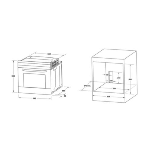 Kích thước lò nướng Hafele 538.61.441