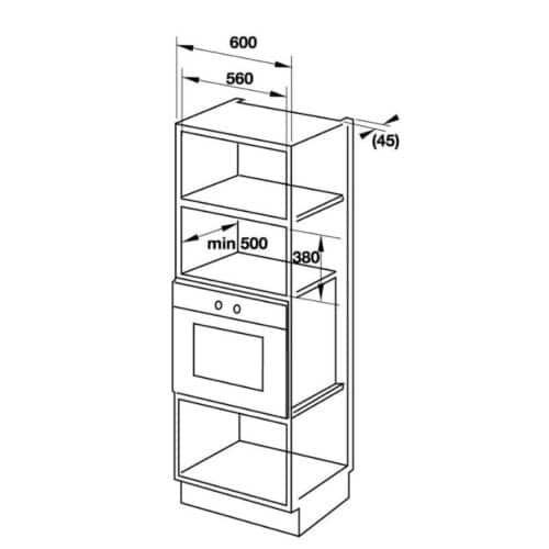 Lò vi sóng kết hợp nướng âm tủ Hafele HM-B38A 535.34.000 5 Kích thước của lò vi sóng kết hợp nướng âm tủ Hafele HM-B38A 535.34.000