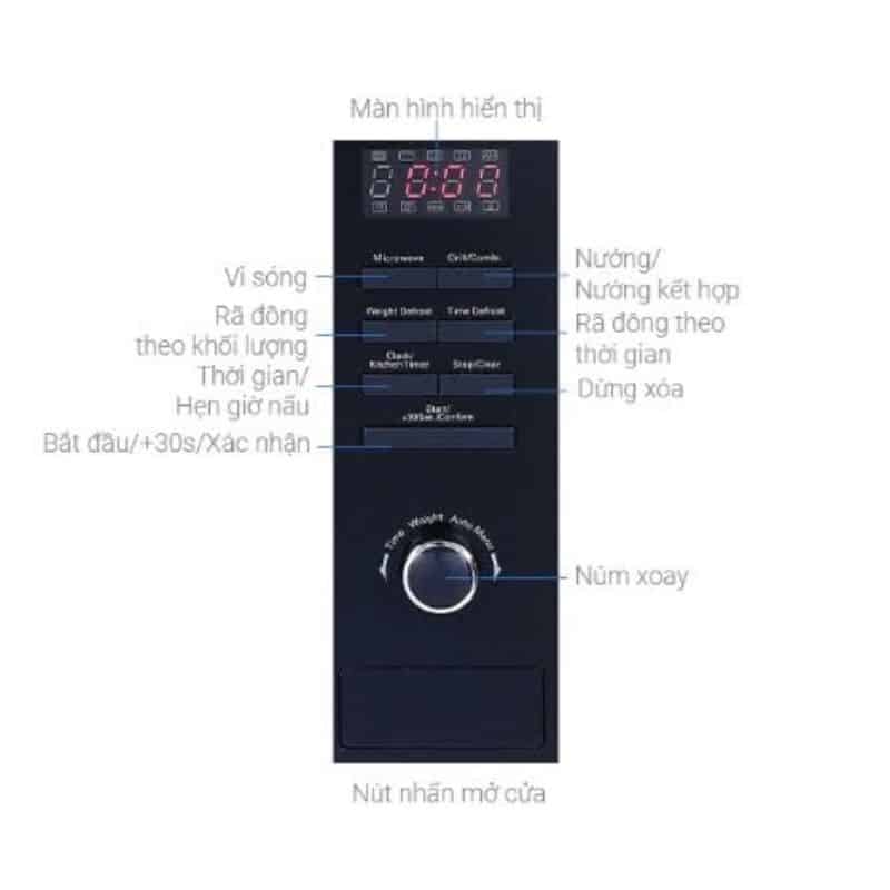 Bảng điều khiển của lò vi sóng kết hợp nướng âm tủ Hafele HM-B38A 535.34.000 Bảng điều khiển của lò vi sóng kết hợp nướng âm tủ Hafele HM-B38A 535.34.000
