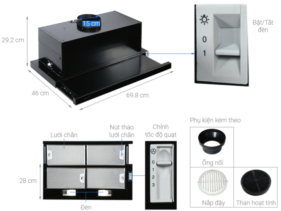 Thiết kế của Máy hút mùi Hafele HH-SG70A