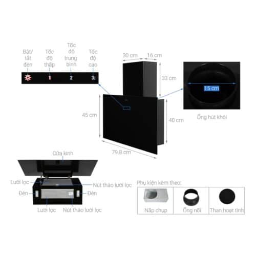 Máy hút mùi gắn tường Hafele HH-WVG80E 533.86.018 8 Thông số Máy hút mùi gắn tường Hafele HH-WVG80E 533.86.018