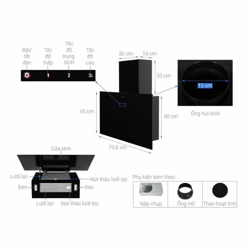 Thông số Máy hút mùi gắn tường Hafele HH-WVG80E 533.86.018 Thông số Máy hút mùi gắn tường Hafele HH-WVG80E 533.86.018