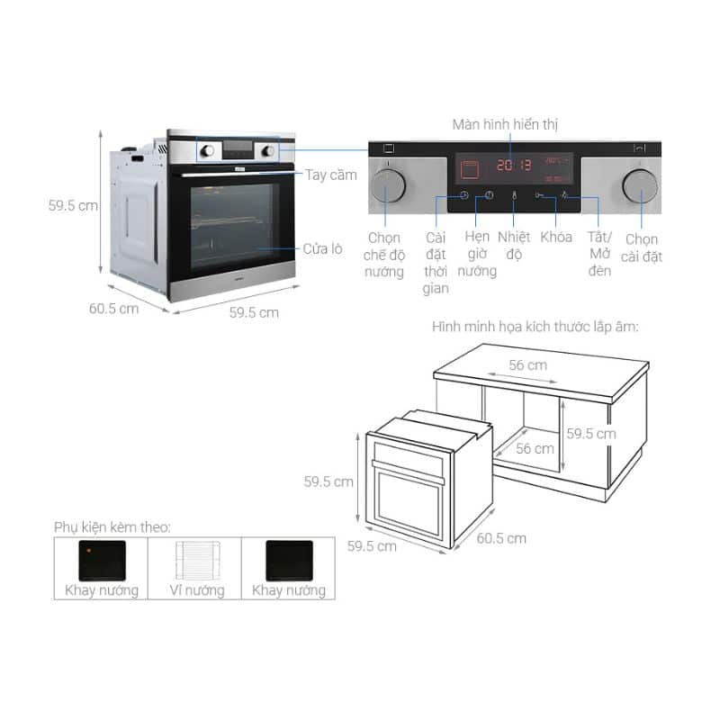 Thông số kỹ thuật lò nướng âm tủ Hafele HO-KT60J 535.62.511 Thông số kỹ thuật lò nướng âm tủ Hafele HO-KT60J 535.62.511