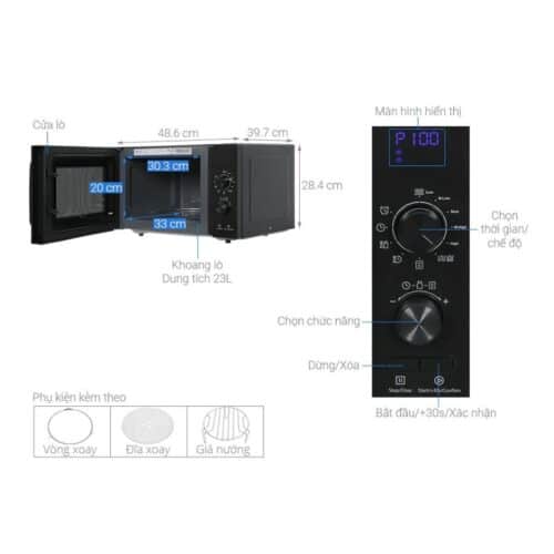 Thông số kỹ thuật lò vi sóng kết hợp nướng để bàn Hafele HW-F23B 538.31.270