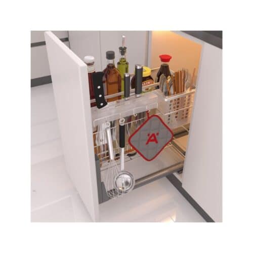 Ảnh thực tế bộ rổ gia vị, dao thớt Hafele Sonata 549.20.020 400mm