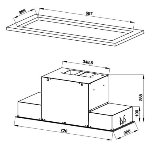 Máy hút mùi âm tủ Hafele HH-BI72 533.80.027 4 Thiết kế của Máy hút mùi âm tủ Hafele HH-BI72