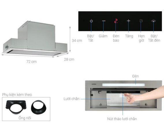 Máy hút mùi âm tủ Hafele HH-BI72 533.80.027 10 Bảng điều khiển của Máy hút mùi âm tủ Hafele HH-BI72