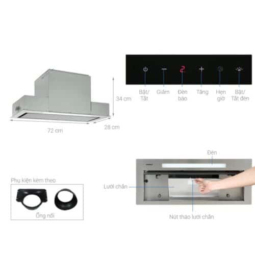Máy hút mùi âm tủ Hafele HH-BI72 533.80.027 8 Thông số Máy hút mùi âm tủ Hafele HH-BI72A 533.80.027
