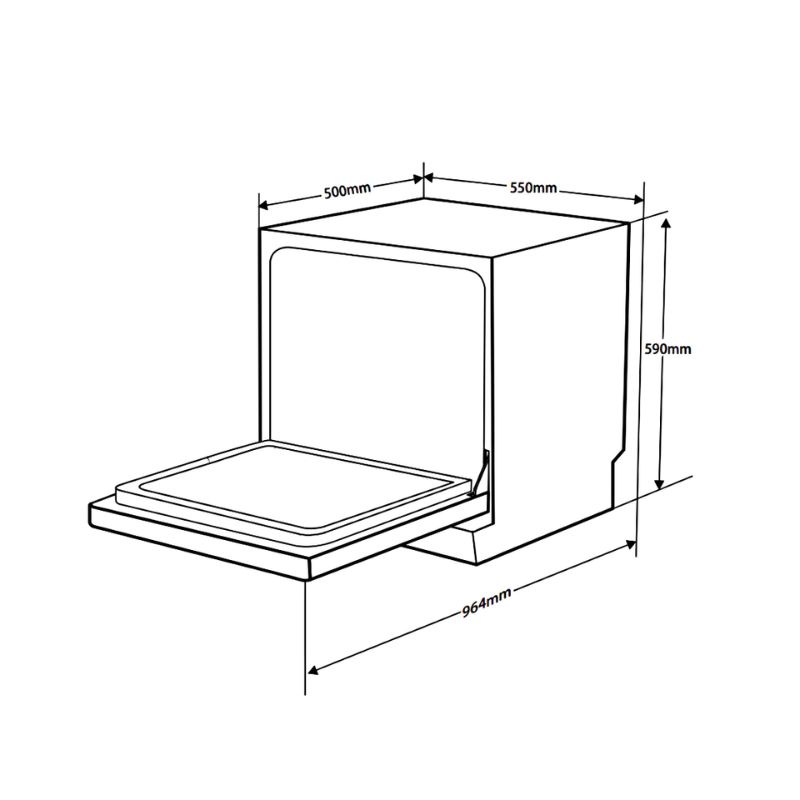 Kích thước máy rửa bát để bàn Hafele HDW-T5551B 538.21.340 Kích thước máy rửa bát Hafele 538.21.340