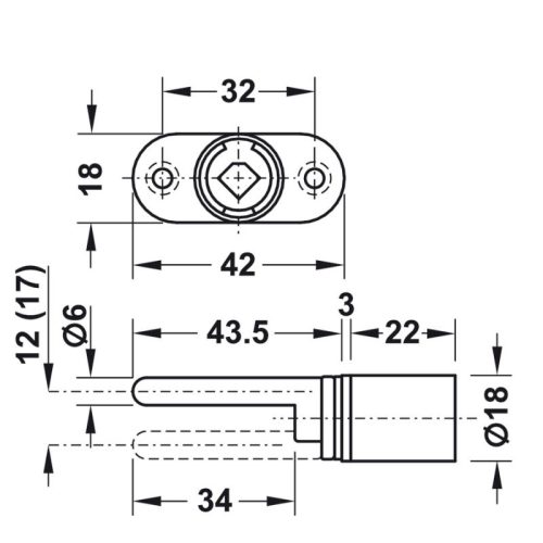 Vỏ khóa trung tâm SYMO3000 có lõi xoay Hafele 234.98.611 3 Kích thước vỏ khóa trung tâm SYMO3000 có lõi xoay Hafele 234.98.611