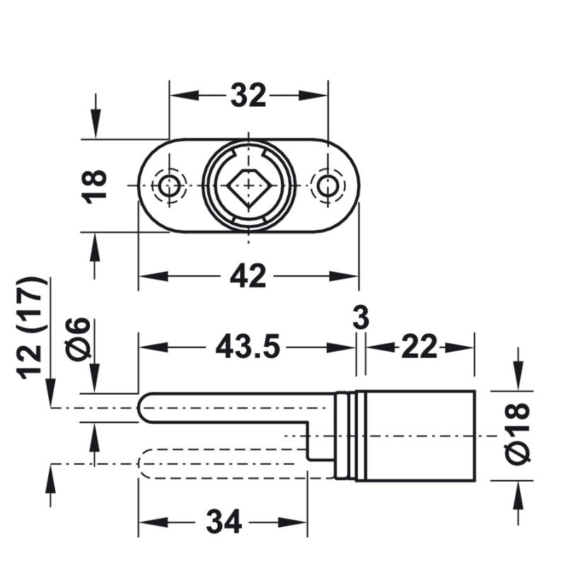 Kích thước vỏ khóa trung tâm SYMO3000 có lõi xoay Hafele 234.98.611 Kích thước vỏ khóa trung tâm SYMO3000 có lõi xoay Hafele 234.98.611