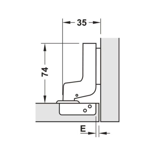 Kích thước bản lề lọt lòng Metalla SM 110º DIY Hafele 483.01.722