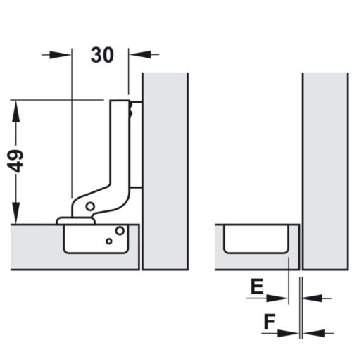 Bản lề lọt lòng Metalla Mini A 110º Hafele 311.01.072 3 Kích thước bản lề lọt lòng Metalla Mini A 110º Hafele 311.01.072