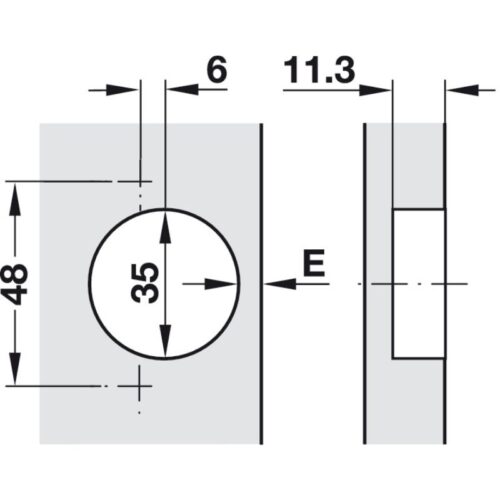 Bản lề Metalla A 165° lọt lòng Hafele 311.93.503 4 Kích thước chi tiết bản lề Metalla A 165° lọt lòng Hafele 311.93.503