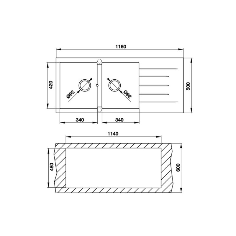 kích thước của Chậu rửa chén bát Hafele HS G11650 565.83.341 kích thước của Chậu rửa chén bát Hafele HS G11650 565.83.341