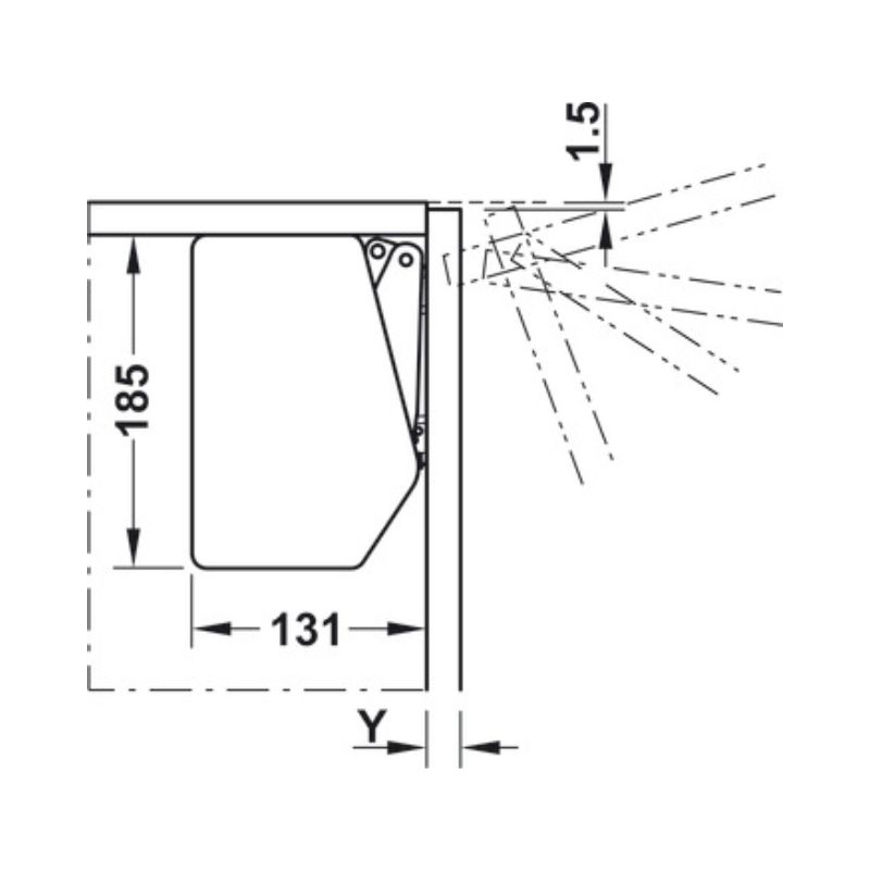 Thiết kế của Bộ tay nâng FREE FLAP 3.15 Hafele 493.05.862 nắp xám Thiết kế của Bộ tay nâng FREE FLAP 3.15 Hafele 493.05.862 nắp xám