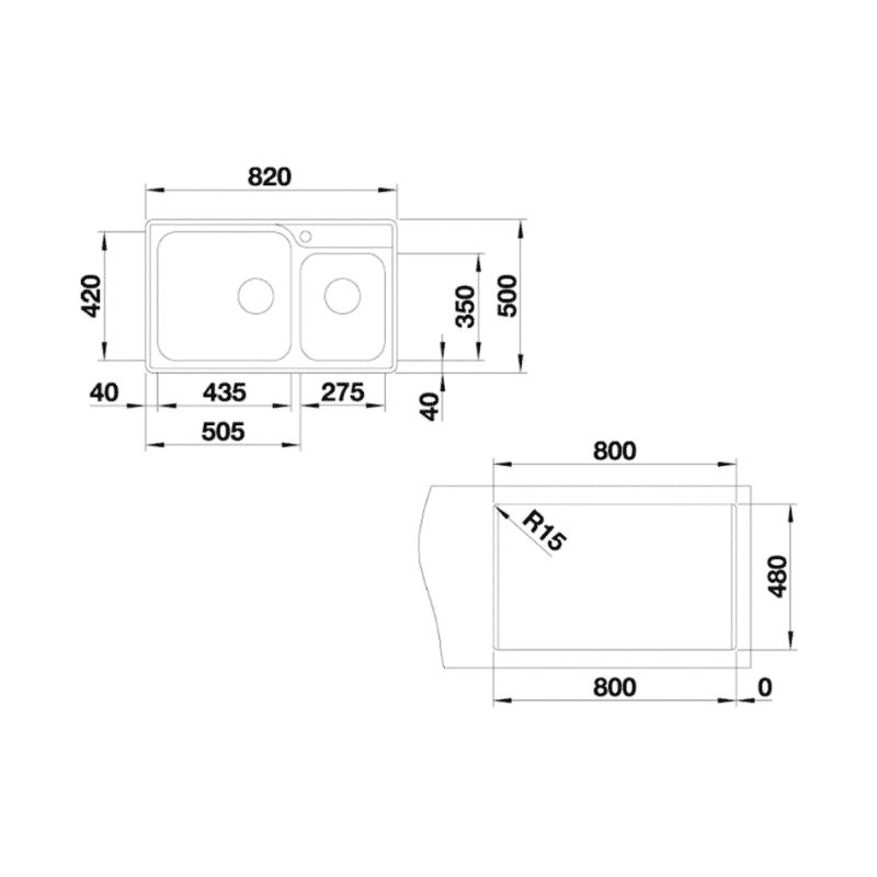 Kích thước Chậu rửa chén bát Hafele Blanco - Lemis XL 8-IF 570.27.180 Kích thước Chậu rửa chén bát Hafele Blanco - Lemis XL 8-IF 570.27.180