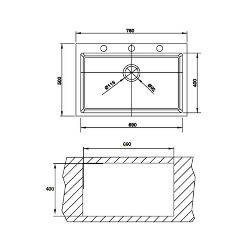 kích thước của Chậu rửa chén bát Hafele HS G7650 565.84.581 kích thước của Chậu rửa chén bát Hafele HS G7650 565.84.581