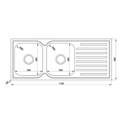 kích thước của Chậu rửa chén bát Hafele HS-S11848 ZD 567.23.030