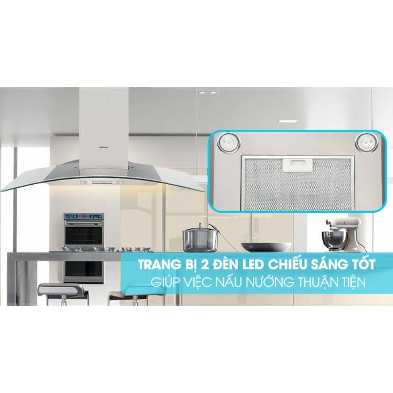 Đèn Máy hút khử mùi kính cong Hafele HH WG90B 539.81.185 Đèn Máy hút khử mùi kính cong Hafele HH WG90B 539.81.185