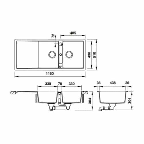Chậu rửa bát đá Hafele HS20-GKD2S80 570.33.330 5 Chậu rửa bát đá Hafele HS20-GKD2S80 570.33.330