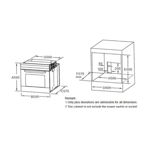 Lò nướng Hafele HO-6T70A 538.01.441 3 Kích thước lò nướng Hafele HO-6T70A 538.01.441