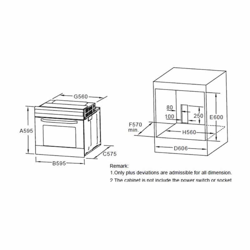 Lò nướng Hafele HO-6T70A 538.01.441 5 Kích thước lò nướng Hafele HO-6T70A 538.01.441