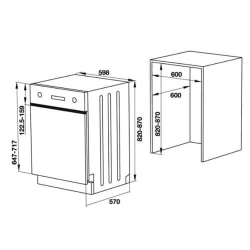 Máy rửa bát âm bán phần Hafele HDW-HI60B 533.23.210 5 Kích thước của máy rửa bát âm bán phần Hafele HDW-HI60B 533.23.210