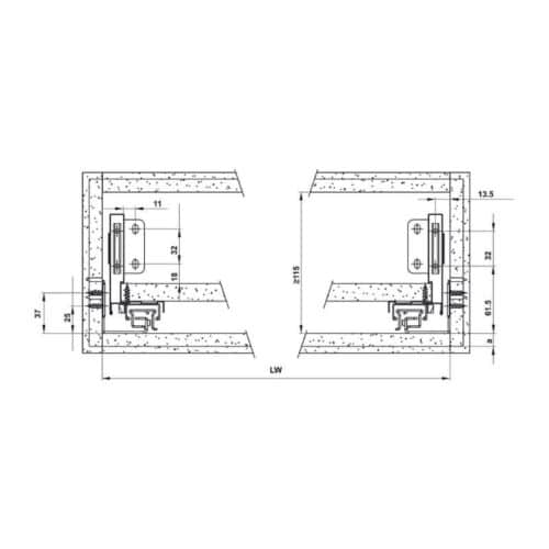 Ray hộp Hafele 552.55.306 Alto-S H80 mm màu xám đậm 5 Lắp đặt ray hộp Hafele 552.55.306 Alto-S H80 mm màu xám đậm