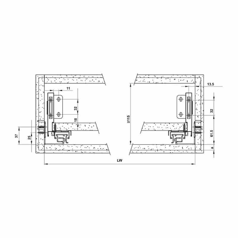 Lắp đặt ray hộp Hafele 552.55.306 Alto-S H80 mm màu xám đậm Lắp đặt ray hộp Hafele 552.55.306 Alto-S H80 mm màu xám đậm