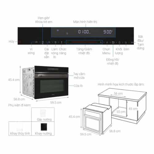 Lò nướng kết hợp vi sóng Hafele HCO-8T50A 538.01.431 6 Thông số kỹ thuật lò nướng kết hợp vi sóng Hafele HCO-8T50A 538.01.431