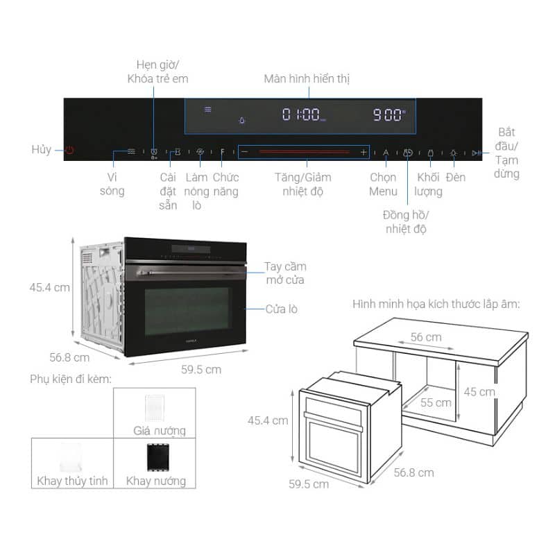 Thông số kỹ thuật lò nướng kết hợp vi sóng Hafele HCO-8T50A 538.01.431 Thông số kỹ thuật lò nướng kết hợp vi sóng Hafele HCO-8T50A 538.01.431