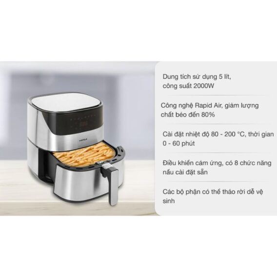 Tính năng nồi chiên không dầu 5L Hafele AF-T5A 535.43.712 Tính năng nồi chiên không dầu 5L Hafele AF-T5A 535.43.712