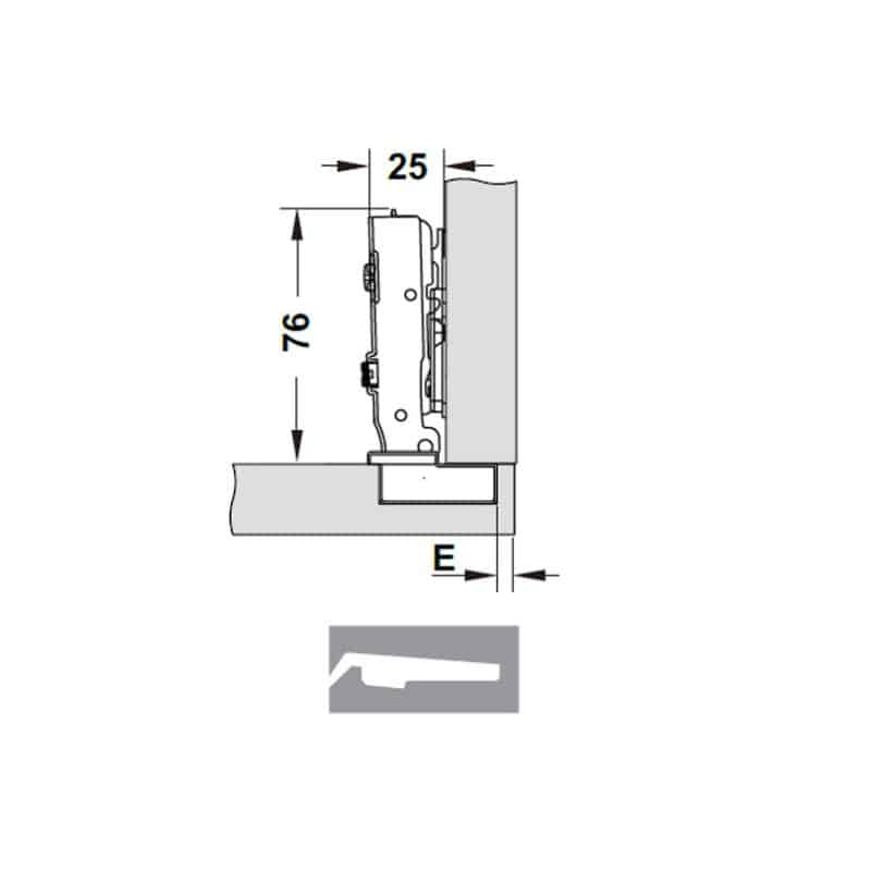 Kích thước bản lề giảm chấn Hafele Cucina Legato 334.00.061 Kích thước bản lề giảm chấn Hafele Cucina Legato 334.00.061
