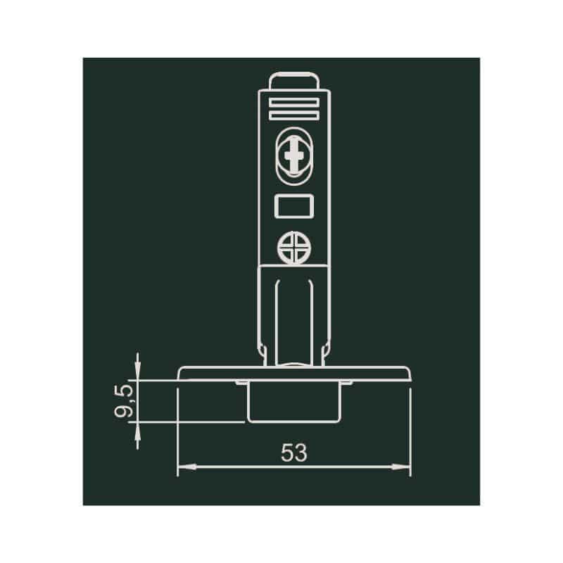 Kích thước bản lề Metalla SM 95 độ mini Hafele 311.04.441 Kích thước bản lề Metalla SM 95 độ mini Hafele 311.04.441