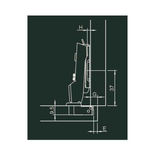 Bản lề Metalla SM 95 độ mini Hafele 311.04.441 6 Kích thước bản lề Metalla SM 95 độ mini Hafele 311.04.441