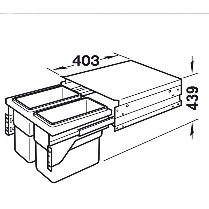 Kích thước thùng rác gắn cánh Hafele 502.73.902 2x30L cho tủ 600mm Kích thước thùng rác gắn cánh Hafele 502.73.902 2x30L cho tủ 600mm