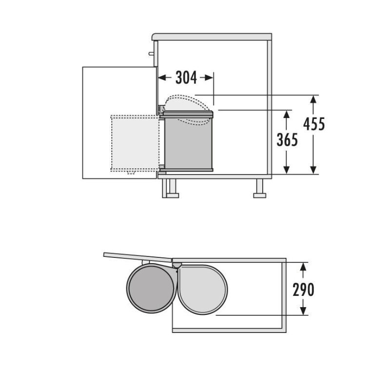 Lắp đặt thùng rác gắn cửa màu trắng Hafele 502.12.729 15L Lắp đặt thùng rác gắn cửa màu trắng Hafele 502.12.729 15L