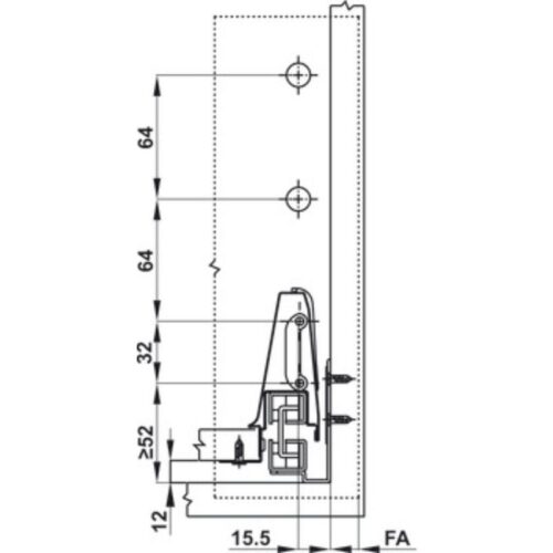Ray hộp kính Hafele 552.03.095 Alto giảm chấn màu xám H84xD500mm (2)