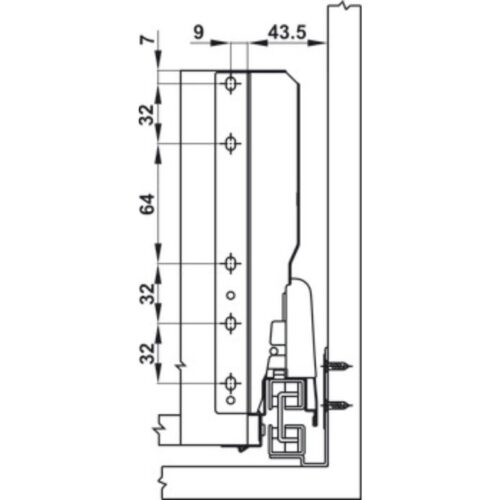 Ray hộp kính Hafele 552.03.791 Alto giảm chấn màu trắng mờ H84xD300mm (2)