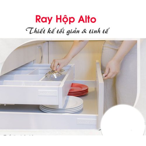 Ray hộp Hafele 552.75.705 Alto màu trắng, H84X500MM 3 Tính năng ray hộp Hafele 552.75.705 Alto màu trắng, H84X500MM
