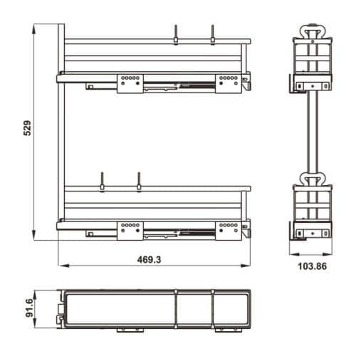 Bộ rổ gia vị Hafele Omero 549.20.841 200mm (phải) 3 Kích thước bộ rổ gia vị Hafele Omero 549.20.841 200mm (phải)